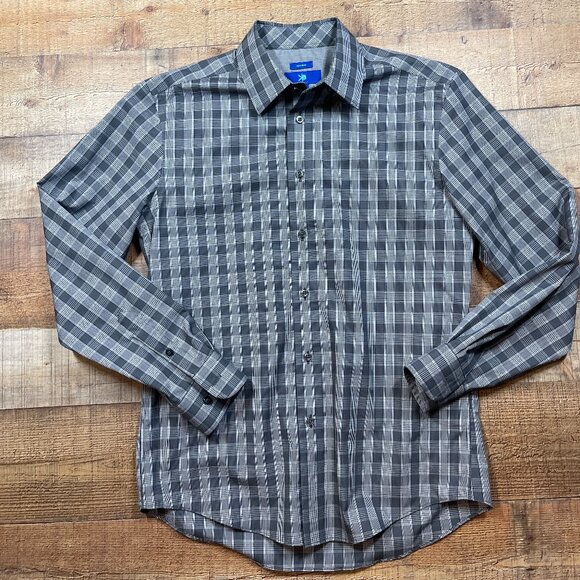 EGARA Non Iron Gray & White Long Sleeve Button Down Shirt size Medium - Picture 1 of 4